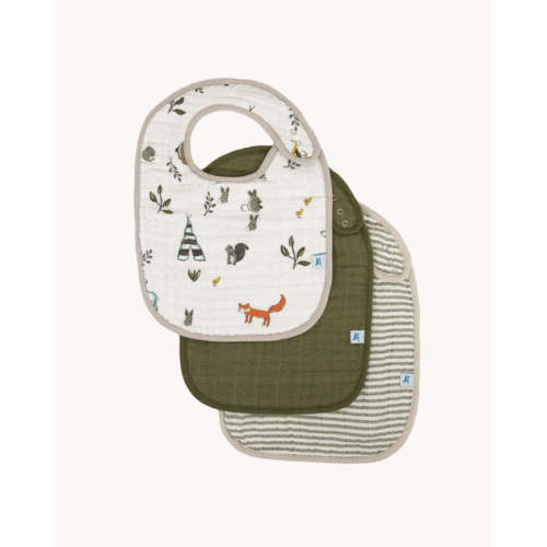 Cotton Muslin Classic Bib 3 Pack - Forest Friends 2