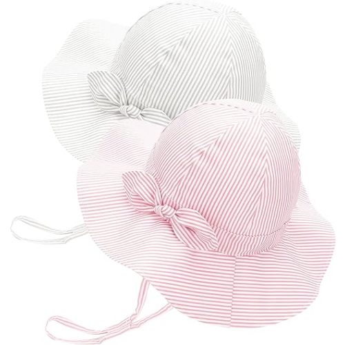 FURTALK Baby Sun Hat Toddler Girls Bucket Beach Hat Wide Brim UPF 50+ in Stripes