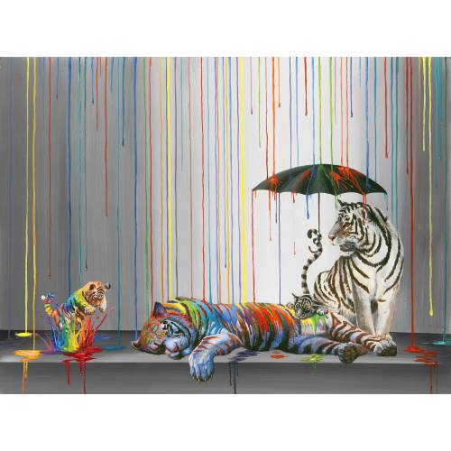 Catnip - tiger illustration - pop art print - surrealism print - fine art print - decor - modern wall art - painting by Michael Summers