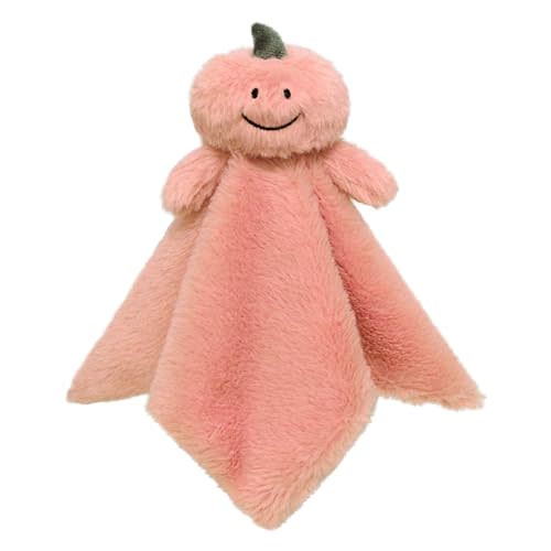 Doindute Baby Pink Pumpkin Soft Stuffed Animal Security Blanket, Plush Pumpkin Character Lovey Blanket, Baby Shower/Nursery Gift, Newborn Infant Toddler Snuggle Blankie for Girls Boys, 14 Inches