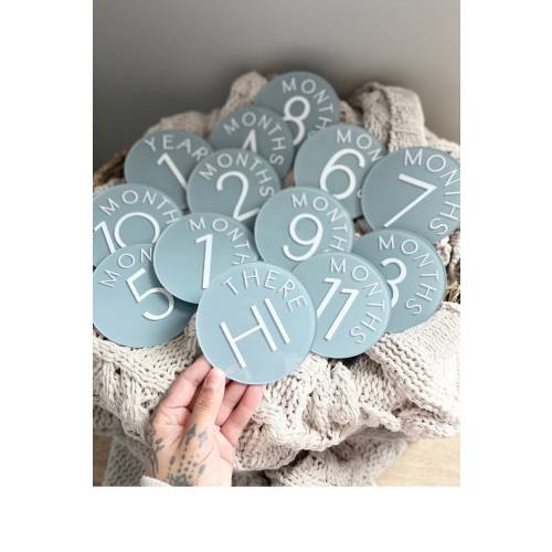 Gender Neutral Acrylic Baby Milestone Markers | Baby Blue Color - Etsy
