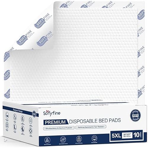 Biggest Chucks Disposable 57"x36" Tear Resistant 215 Gram Heavy Duty Adults Incontinence Bed Pads, 5XL Extra Large Thicken Puppy Pee Pad, 10X Absorbency 360 Lb Transfer[10 Pads]