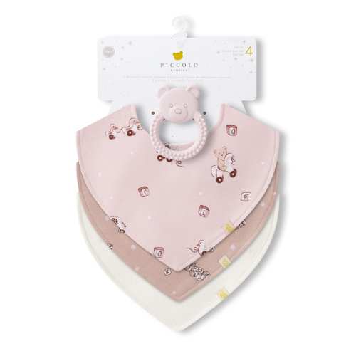 Bib Set (3) + Teething Toy - Pink Bear – CLÉMENT