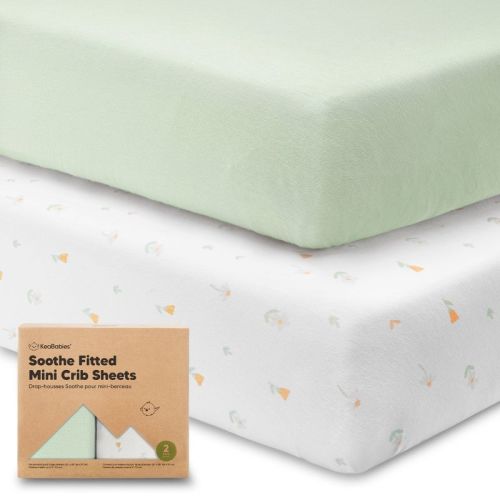 Keababies Mini Crib Sheets For Baby Girls, Boys, 2-pack Soothe Pack And Play Sheets Fitted, Organic Pack N Play Mattress Sheet (wildflowers)