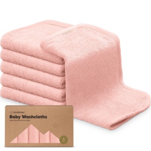 6pk Deluxe Baby Washcloths, Soft Baby Wash Cloth, Baby Bath Towel, Face Cloths, Color: Blush pink