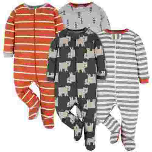 Onesies Brand Infant Boy's Cotton Footed Sleepers, Zip Snap Clothes, 4-Pack, Newborn - 6/9M