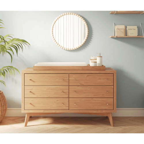 Retro 6 Drawer Dresser in Hazelnut | Simply Nursery