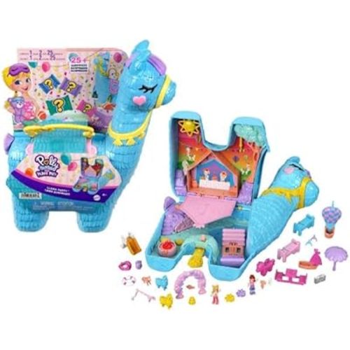 Polly Pocket Pajama Party Playset, 25 Toy Surprises, Pop and Swap Toy Accessories, 2 Dolls, Toys for Ages 4 and Up, One Playset, HHX74