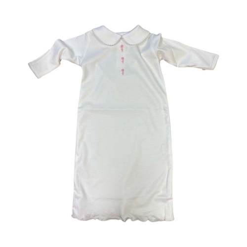 Girl's Day Gown with 3 Pink Embroidered Rattles