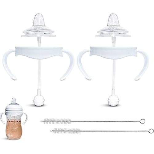 Sippy Cup Conversion Kit for Philips Avent Natural Baby Bottle | 2-Count | with Soft Silicone Sippy Spout Nipples, Weighted Any Angle Straw Ball, Bottle Handles and Straw Cleaning Brush (Sippy Spout)
