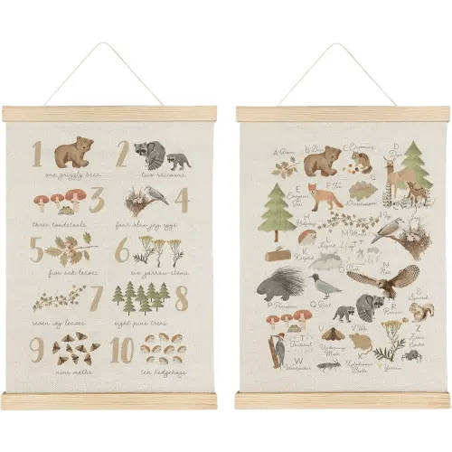 Qvapt Woodland Animal Alphabet Poster,Abc Posters for Classroom Wall,Kids Alphabet Wall Decor Animal Alphabet Posters 12x16, Classroom Posters with Hanger, Set of 2