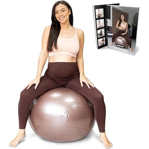 BABYGO® Birthing Ball for Pregnancy & Labor + Our Award Winning Book - Exercise, Birth & Recovery Plan, 5X Stronger Than a Yoga Ball with Eco Friendly Material