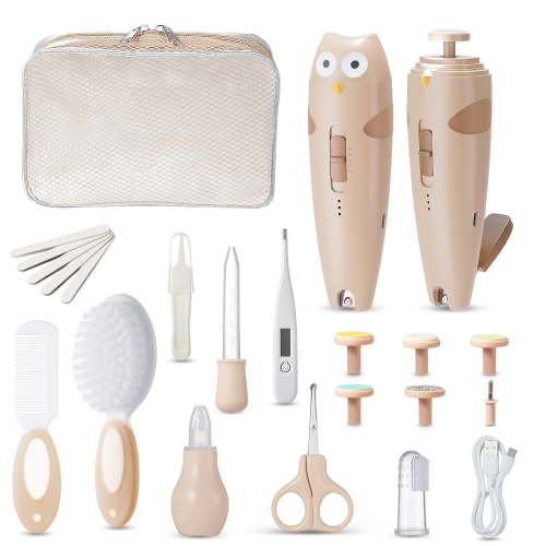 Baby Healthcare and Grooming Kit, Rechargeable Nail Trimmer Electric Set,Safe File with Auto Light, Newborn Nursery Health Care Portable Safety Set for Infant Toddlers Boys Girls