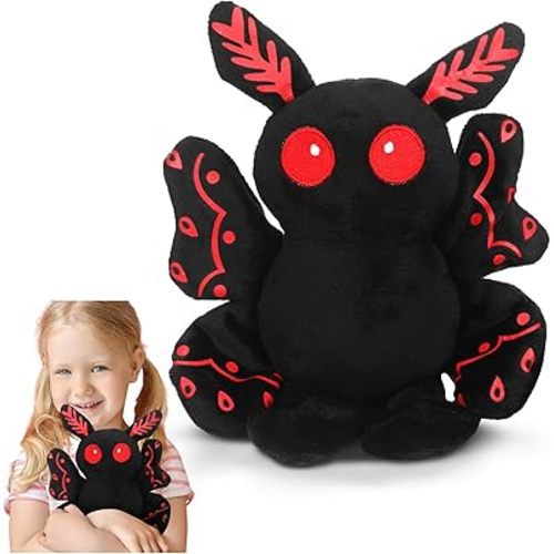 Jenaai Mothman Plush Toys Gifts Stuffed Baby Mothman Decoration Creepy Costume Accessory Supplies Halloween Party Gifts Stocking Stuffers for Boys Girls(Moth)