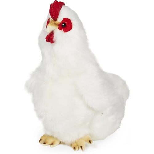 Bearington Henny Plush White Hen Stuffed Animal, 9 Inches