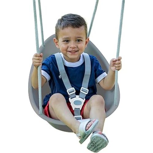 Swurfer Coconut Toddler Swing – Comfy Baby Swing Outdoor, 3- Point Adjustable Safety Harness, Secure, Safe Quick Click Locking System, Blister-Free Rope, Easy Installation, Ages 6-36 Months