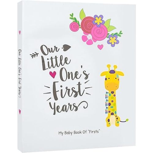 Ronica First Year Baby Memory Book & Baby Journal - Modern Baby Shower Gift & Keepsake for new Parents to Record Photos & milestones - Five Year Scrapbook & Picture Album for boy & Girl Babies