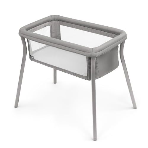 Chicco LullaGo® Anywhere SE Portable Bassinet, Lightweight, Space-Saving Baby Bassinet with Waterproof Mattress and Fitted Sheet, Travel Bassinet for Baby | Clay/Grey