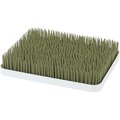 Boon Lawn Countertop Baby Bottle Drying Rack with Antimicrobial Tray - Baby Bottle Rack and Organizer - Baby Feeding Essentials - Sage - 13.5 x 11 x 2.5