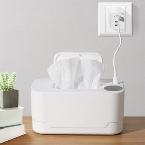 Baby Wipe Warmer, Baby Wet Wipes Dispenser for Newborns, Portable Thermostat Baby Wipes Heater, Keeps Wipes Warm and Moist, Large Capacity Diaper Wipe Warmer Prevent Dry (White)
