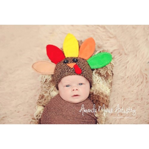 Turkey baby hat ...Thanksgiving Hat....Newborn Photo Prop...crochet Baby Shower Gift...Fall hat...Turkey Hat... turkey dress up hat....
