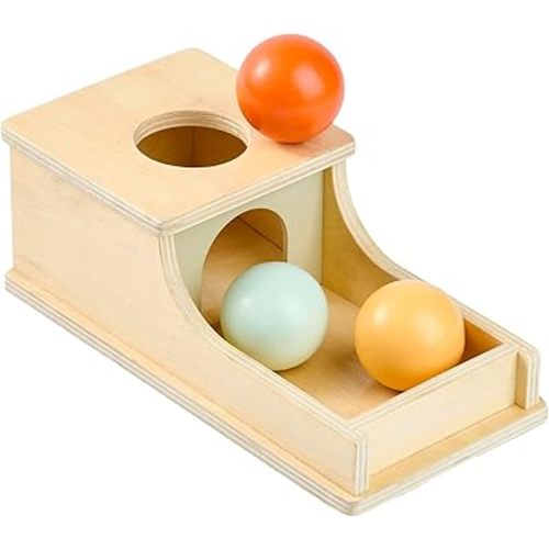 Montessori Mama Object Permanence Box Montessori Toys for Babies 6-12 Months, Developmental Ball Drop Montessori Wooden Toys, Infant Toddler Montessori Toy for 1 Year Old