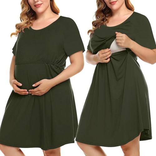MONNURO Women's Plus Size Labor and Delivery Gown Nursing Nightgown Maternity Sleepwear Dress for Breastfeeding