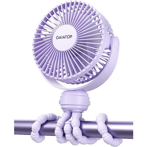 Gaiatop Mini Electric Fan with 360 Rotation, 5.5mm Gaps, Rechargeable Battery, 3 Speeds, Purple - purple
