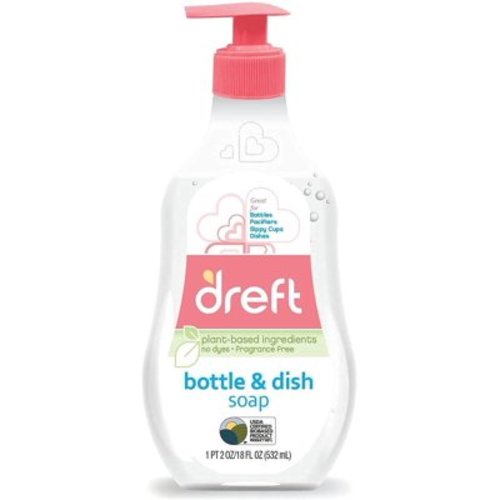 Dreft Dish Soap, Plant Based, Fragrance Free, 18 Fl Oz (Pack of 1)