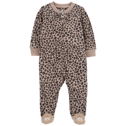 Baby Leopard Zip-Up Fleece Footie Sleep & Play Pajamas