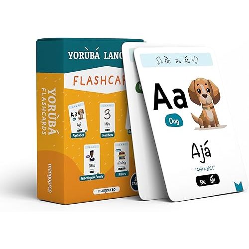 Yoruba Language Colorful Flashcards, Beginners, Kids and Adults,Learn to Speak, Alphabet, Numbers, Greetings, Family, Body Parts, Places,Early Learning, African,Nigerian (88 Cards) (New Edition)