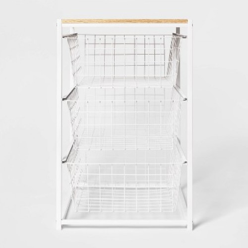 3 Drawer Organizer - Brightroom™, Color: White Metal with Natural