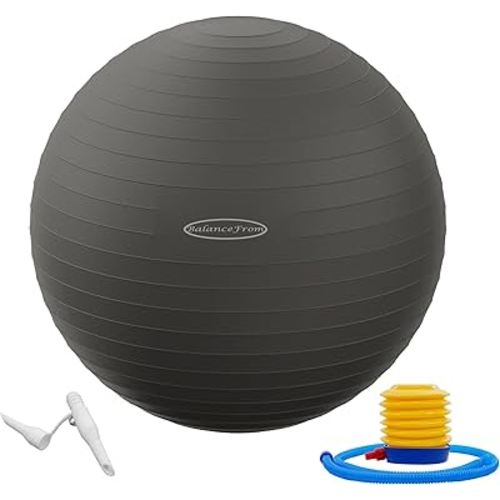 Anti-Burst and Slip Resistant Exercise Ball - Yoga, Fitness, Birthing Ball With Quick Pump, 2,000-Pound Capacity, Multiple Colors and Sizes