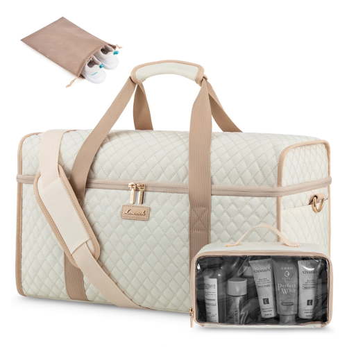 Lovevook Travel Duffle Bag, Quilted Weekender Overnight Bag with Toiletry Bag, Gym Beach Mummy Hospital Bag with Wet Pocket