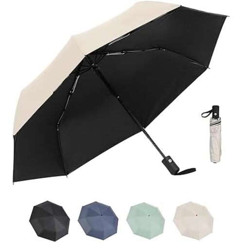 42 Inch Portable Travel Umbrella - Windproof Umbrella for Rain, Strong and Compact - Ideal for Car, Golf, Backpacking, and On-the-Go Use