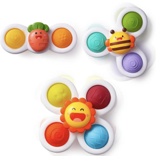 LiKee Strong Suction Cup Fidget Rotating Sensory Bath Toys for Baby