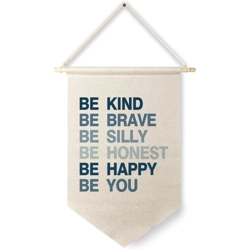 Qpenm Be Kind Be Brave Inspirational Boy Hanging Wall Canvas Banner, Blue Boy Nursery Hanging Pennant Flag Prints, Nursery Boy Wall Decor, Baby Boy Wall Art Poster&Prints for Boys Room Playroom