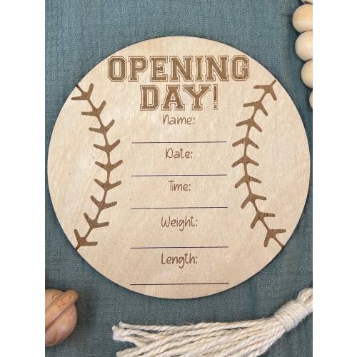 Baseball Birth Announcement Sign: Laser Cut Newborn Photo Prop
