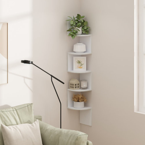 Ebern Designs Traeshon Wrought Studio Gionnie 5-Tier Wall Mount Floating Radial Corner Shelf & Reviews | Wayfair