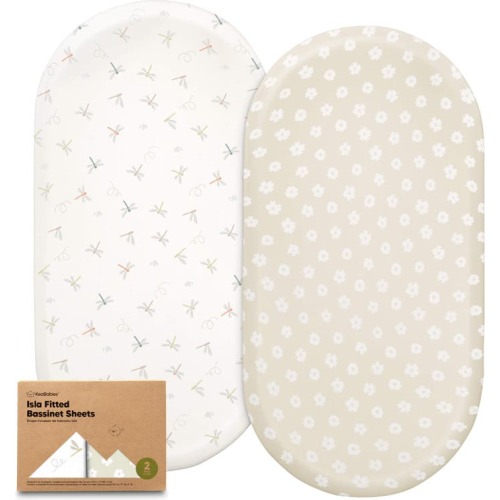 KeaBabies 2-Pack Isla Fitted Bassinet Sheets, Meadow