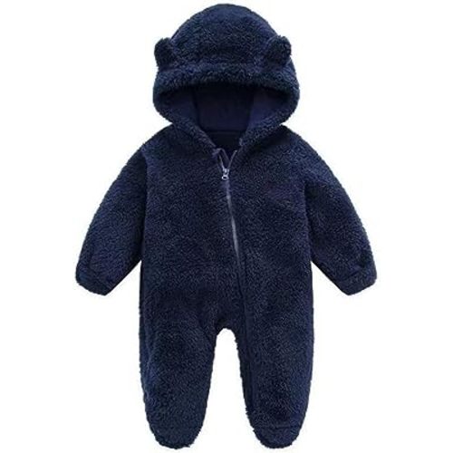 UVIPC Newborn Baby Fleece Footie Snowsuit Winter Onesie Cartoon Bear Warm Hooded Outfits for Girls Boys