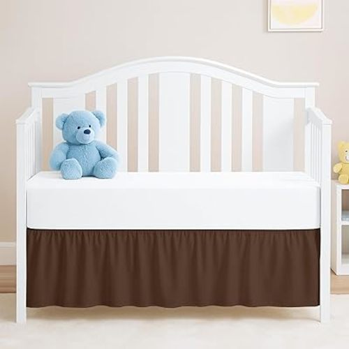 Chocolate Crib Bed Skirt, Perfect for Nursery Crib for Boys & Girls with a 14" Drop and Size 28"x 52"