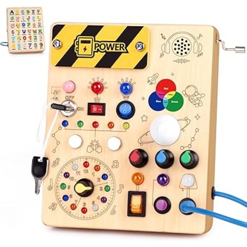Grarain Busy Board for Toddlers - Montessori Educational Toy for 1-3 Year Old Boys & Girls | Travel-Friendly Sensory Learning Activity | Ideal for Kids with Autism(Busy Board v5)