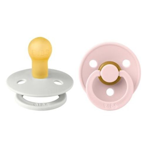 Bibs Colour Latex Pacifier - 0-6 Months - Size 1 - 2pk - Haze/Blossom: Rubber, BPA-Free, Phthalate-Free