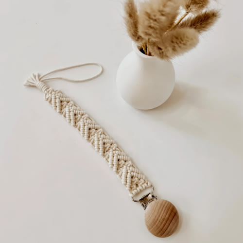 Macrame Pacifier Clip – Three Peas
