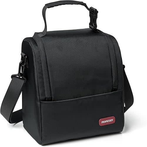 Momcozy Insulated Baby Bottle Bag, Multi-Function Breastmilk Cooler Bag, Fit as Wine Carrier or for Milk Bottles Like Dr. Brown, Comotomo, Philips, Nuk, Lansinoh, etc. (Black)