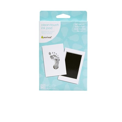 Pearhead Newborn Baby Handprint or Footprint Clean-Touch Ink Pad Kit, Baby Print, Newborn Keepsake, Black - Black Clean Touch Ink Pad