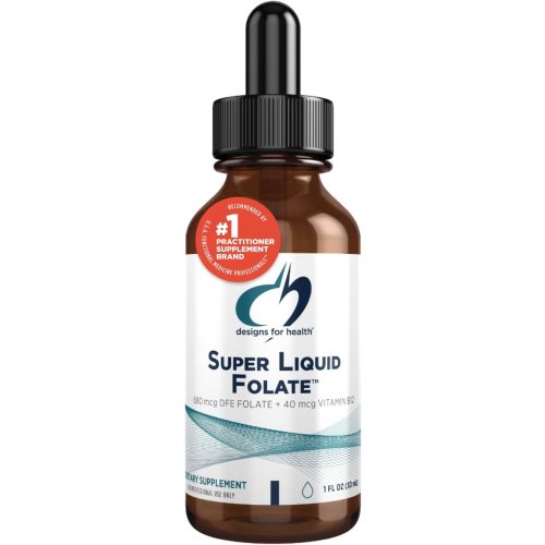 Designs for Health B12 + Folate Drops - Super Liquid Folate with Vitamin B12 as Methylcobalamin - 400mcg Folate + 40mcg Methyl B12 per Drop, Non-GMO + Vegetarian (660 Servings / 1 Fl Oz)