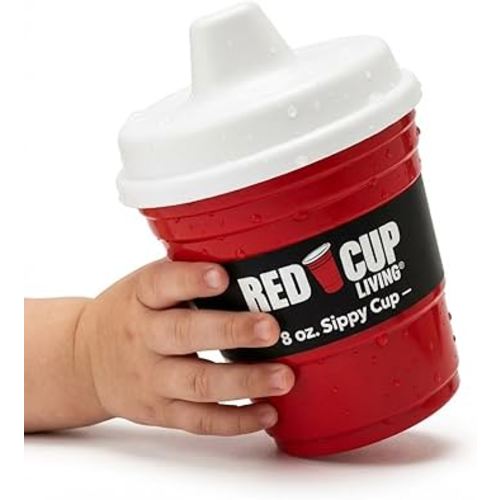 Red Cup Living Trainer Baby Sippy Cup 8 Oz BPA-Free Spill Proof, No Spill Non-Toxic Dishwasher Safe, Leak-Proof Lid, Easy Grip for Toddlers, Girls, Boys Christmas Gift for Kids, Water Juice Milk Cup