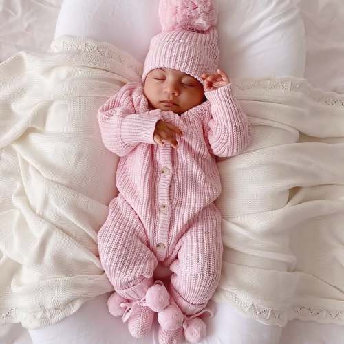 Chunky Knit Pretty Pink Baby Romper